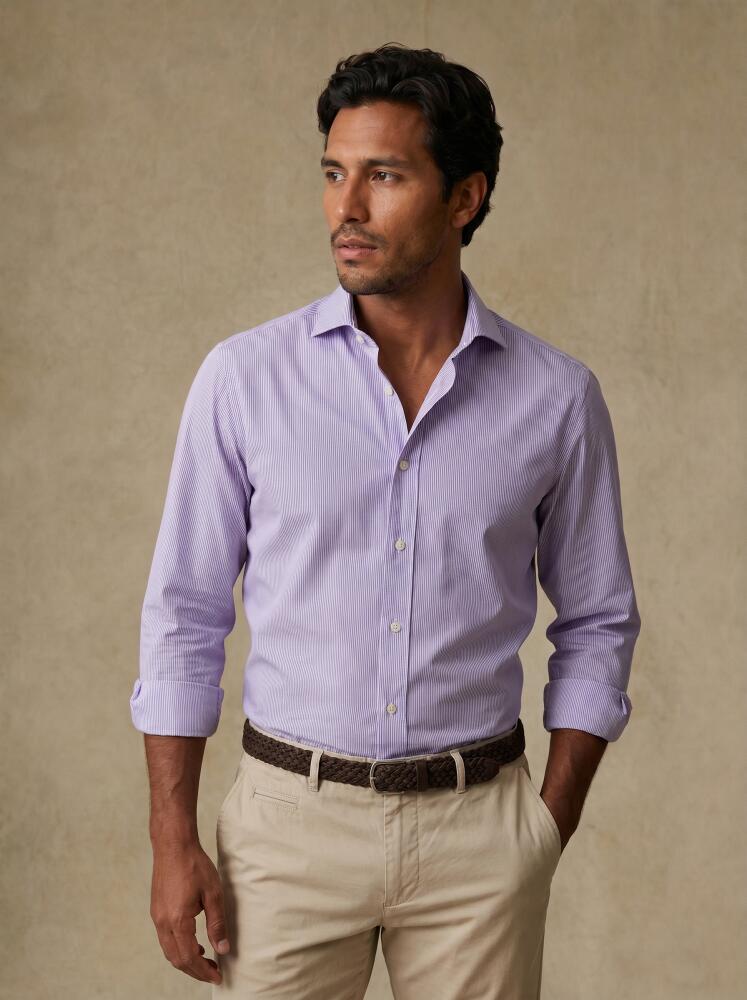 Slim Fit Dusk Lila Gestreept Overhemd