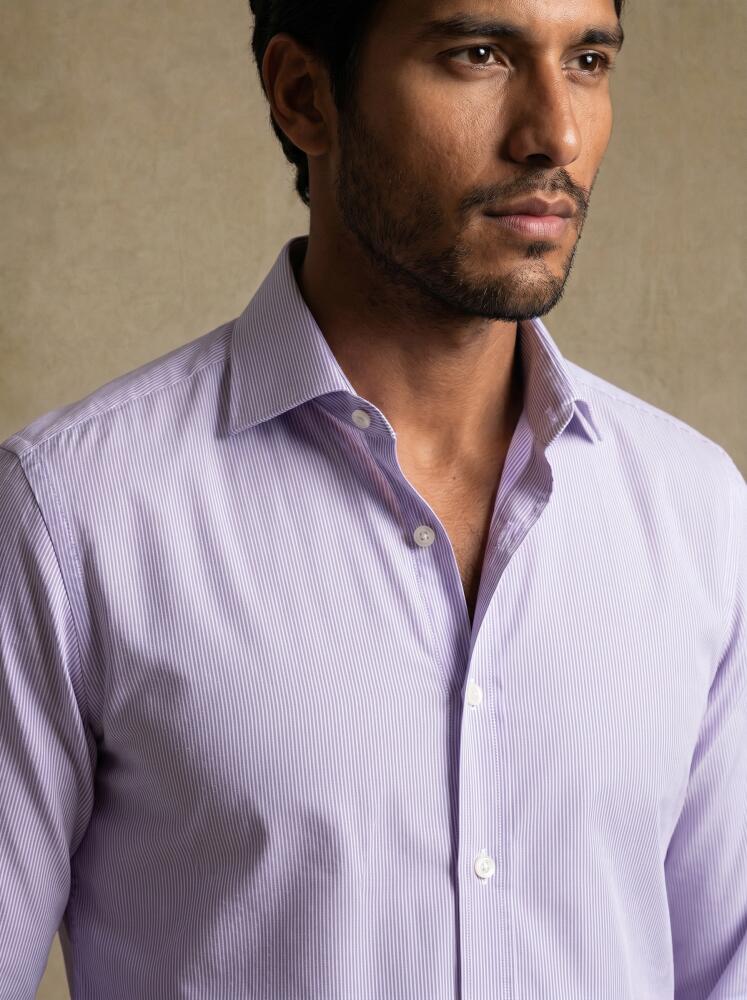 Slim Fit Dusk Lila Gestreept Overhemd