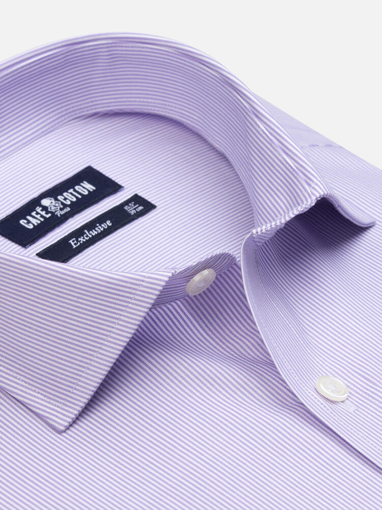 Slim Fit Dusk Lila Gestreept Overhemd