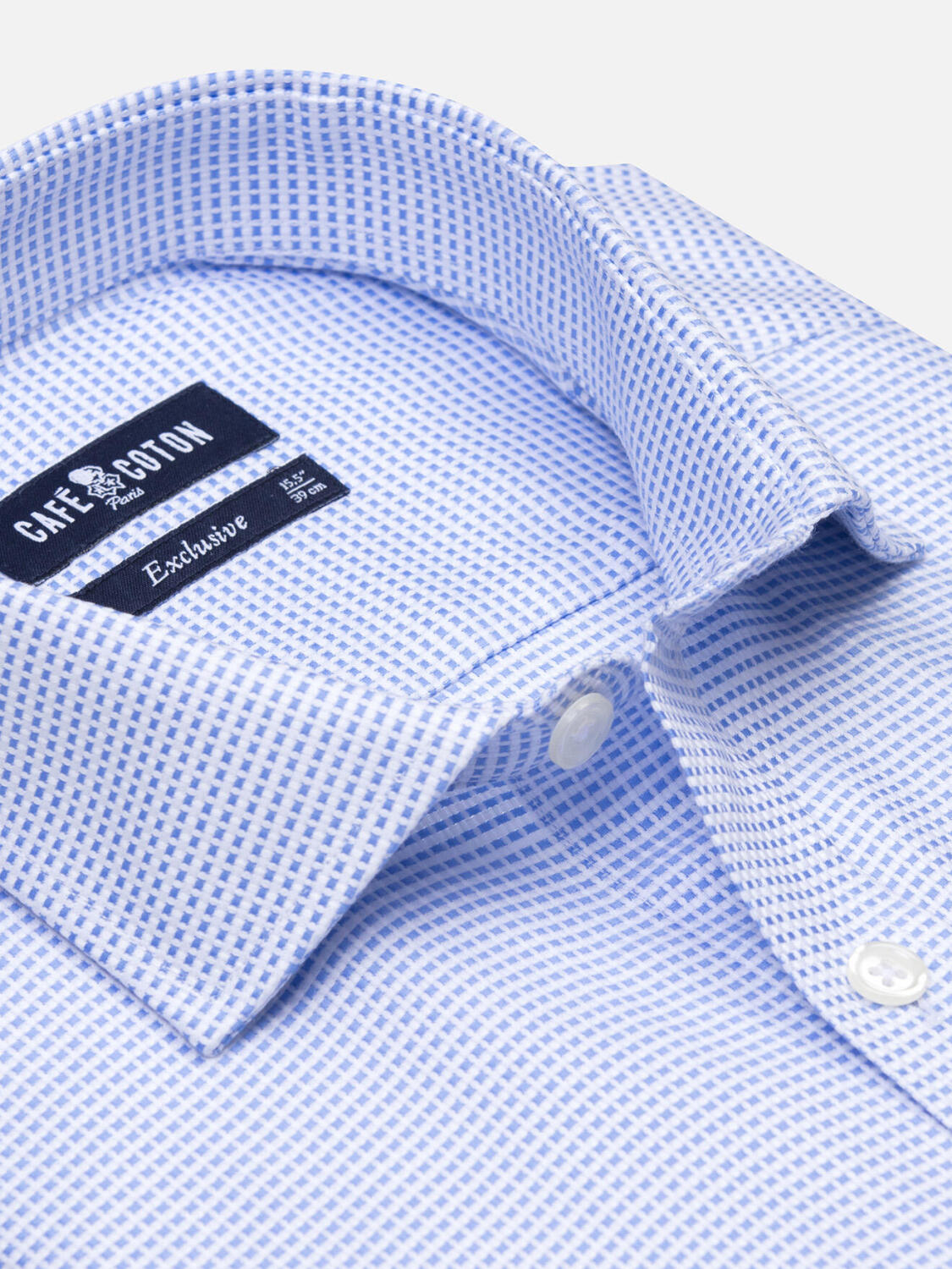 Camisa ajustada Earle de cuadros azul cielo