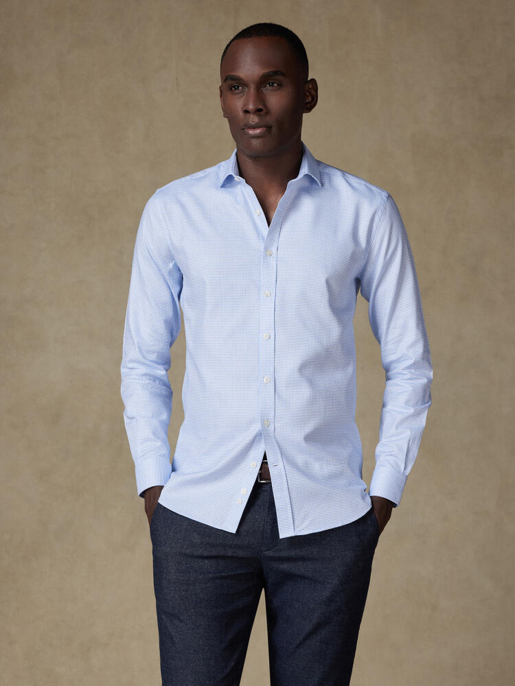 Earle sky blue dobby slim fit shirt