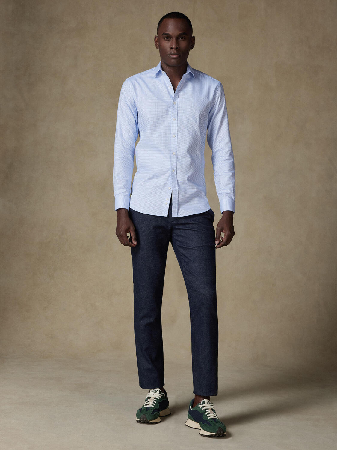 Camisa ajustada Earle de cuadros azul cielo