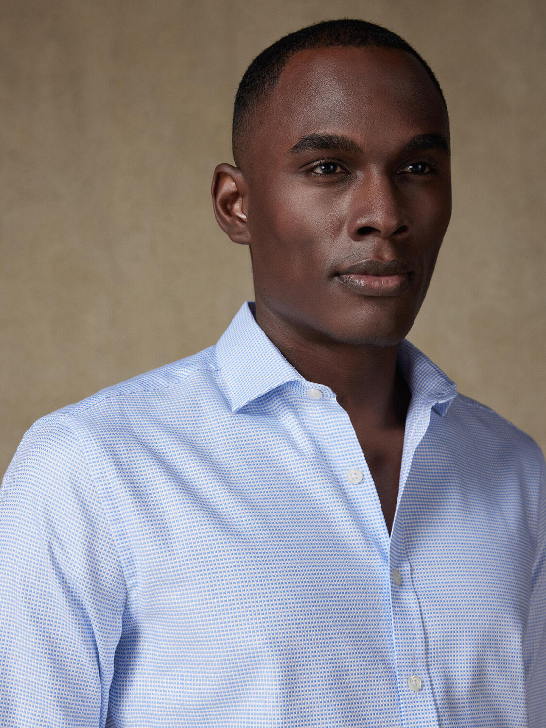 Camisa ajustada Earle de cuadros azul cielo