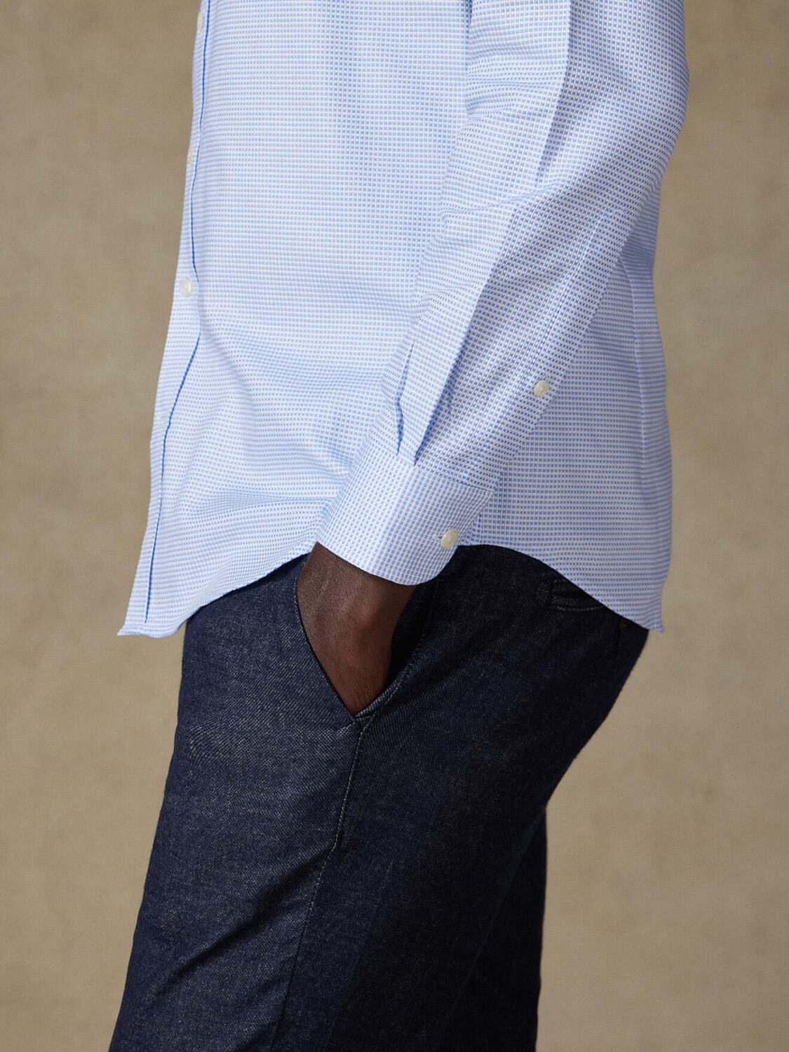 Camisa ajustada Earle de cuadros azul cielo