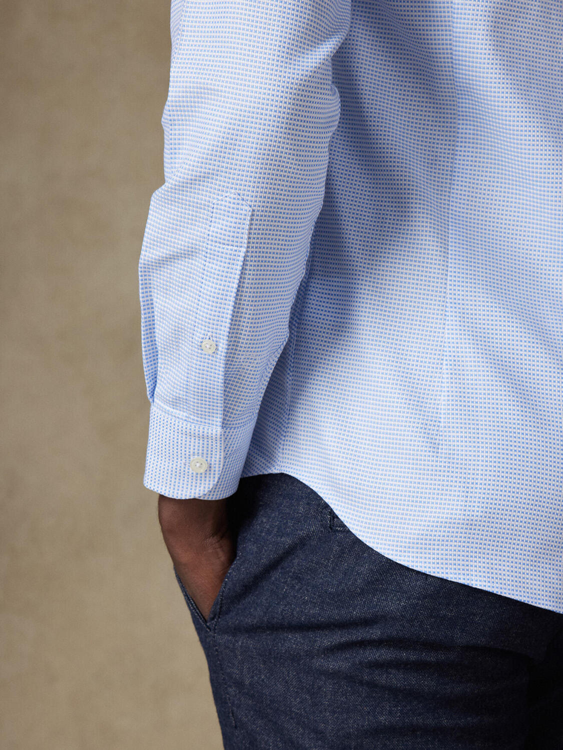 Camisa ajustada Earle de cuadros azul cielo