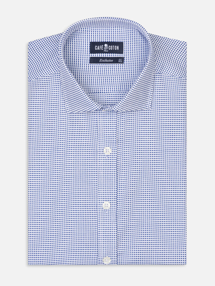 Earle navy dobby slim fit shirt