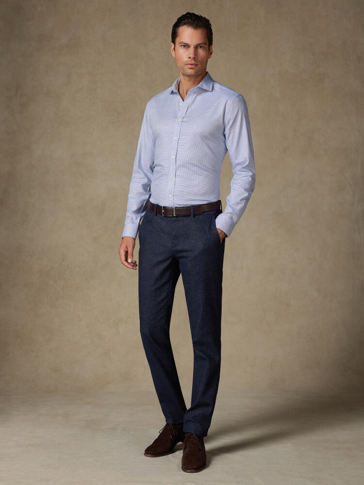 Earle navy dobby slim fit shirt