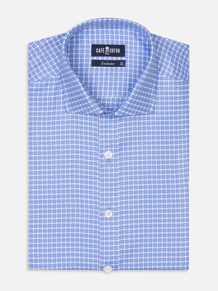 Camicia slim fit Eddy a scacchi blu cielo