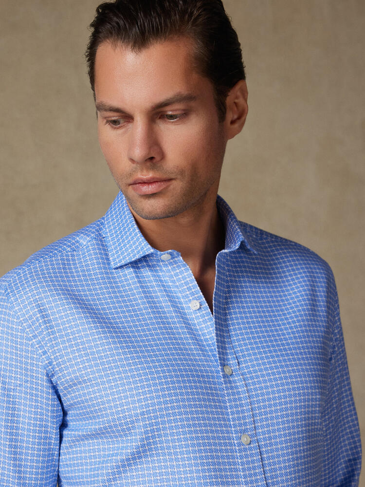 Camicia slim fit Eddy a scacchi blu cielo