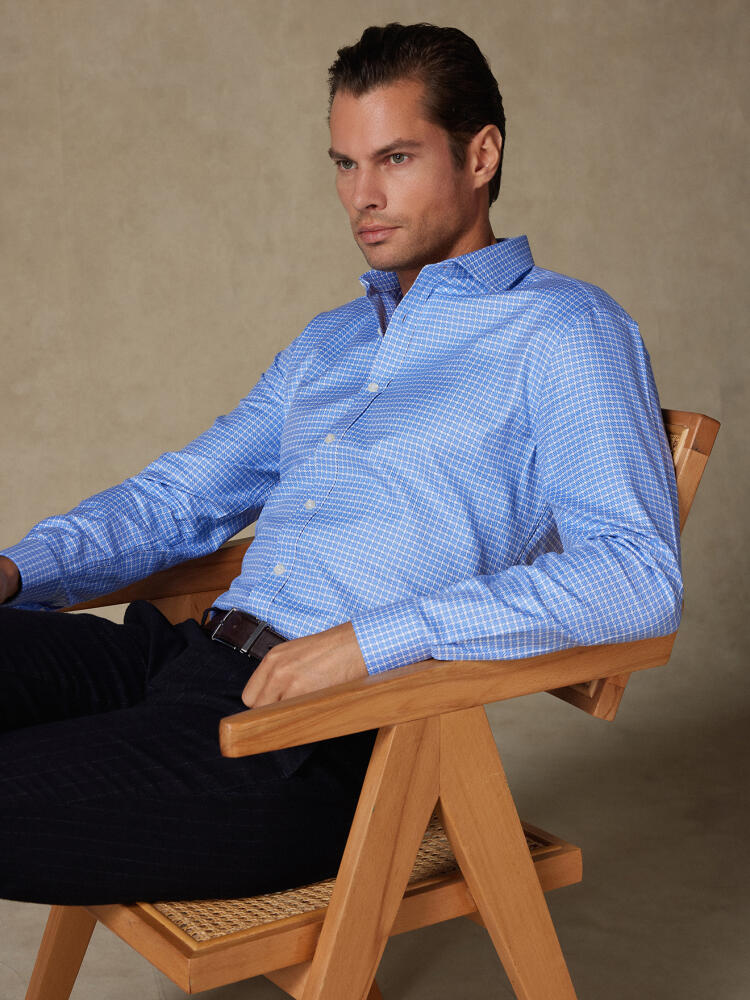 Camicia slim fit Eddy a scacchi blu cielo