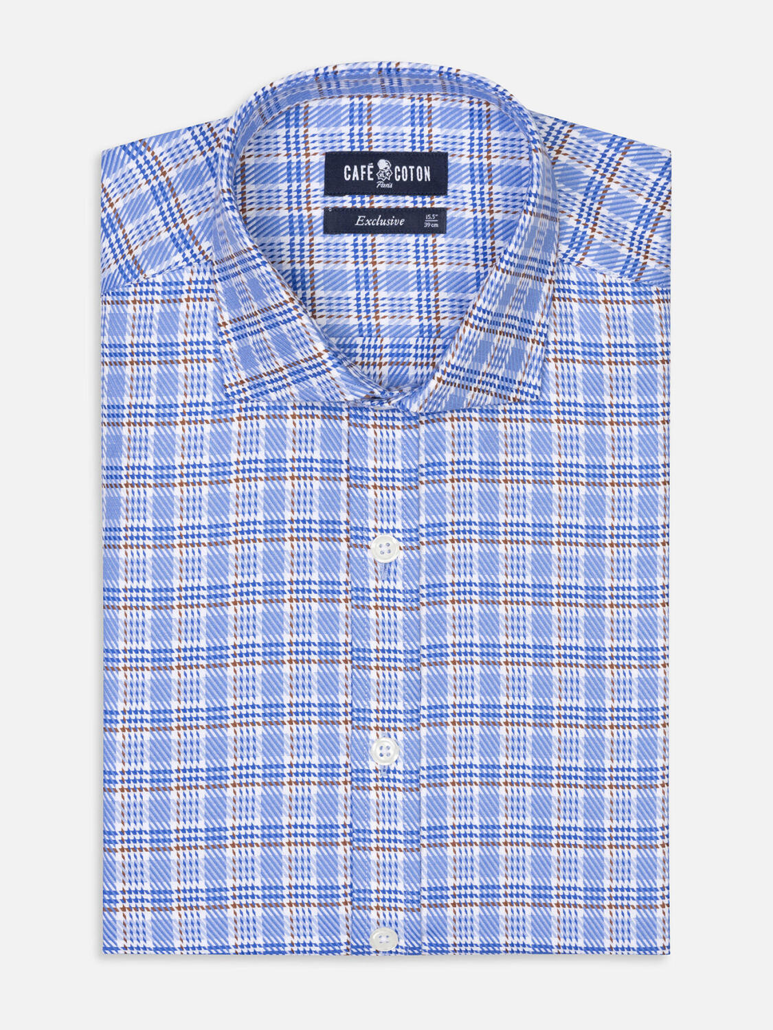 Camisa ajustada Elli a cuadros azul cielo