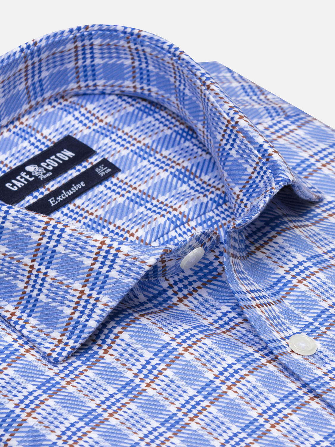 Camisa ajustada Elli a cuadros azul cielo