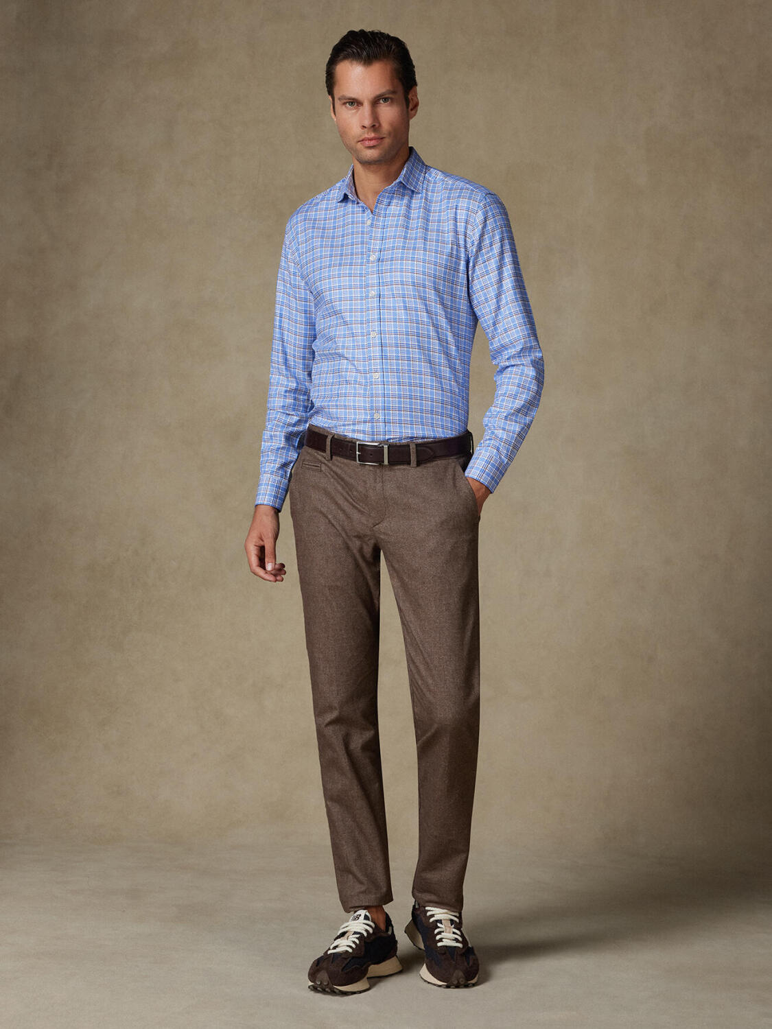 Camisa ajustada Elli a cuadros azul cielo