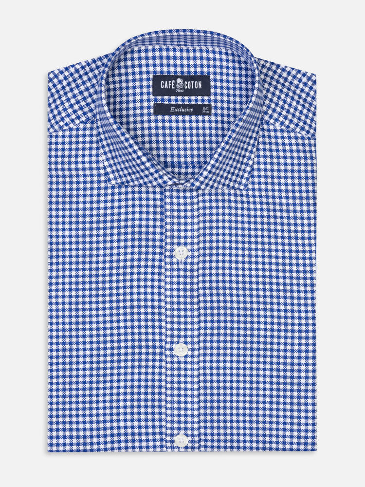 Chemise cintrée Elliott à carreaux marine