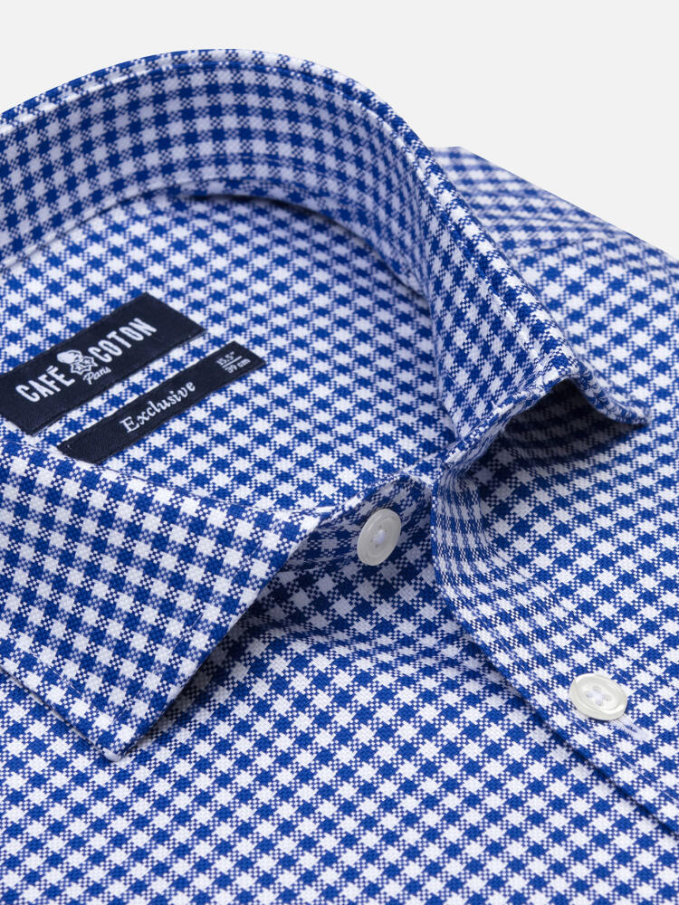 Elliott navy checkered slim fit shirt