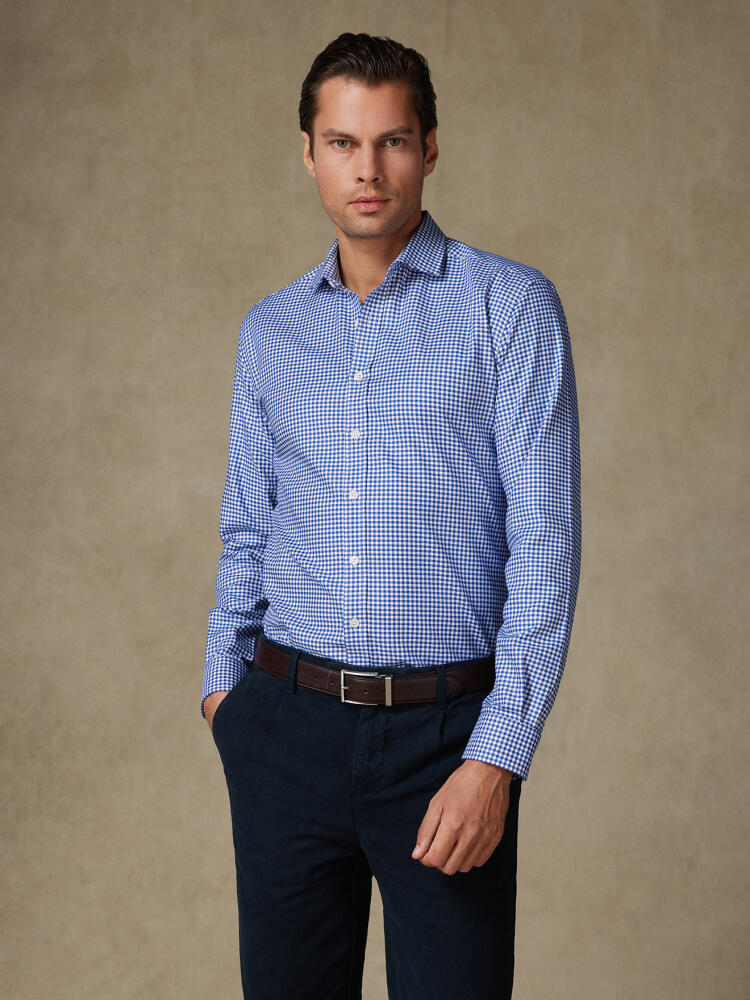 Elliott navy checkered slim fit shirt