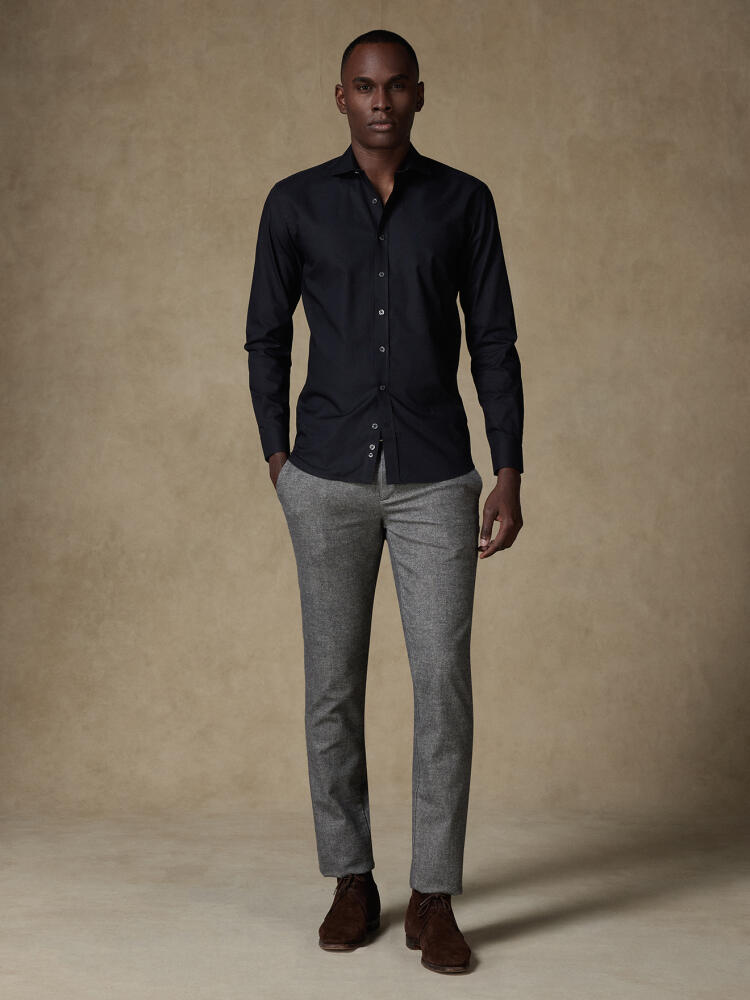 Chemise cintrée Ellis en micro-oxford noir