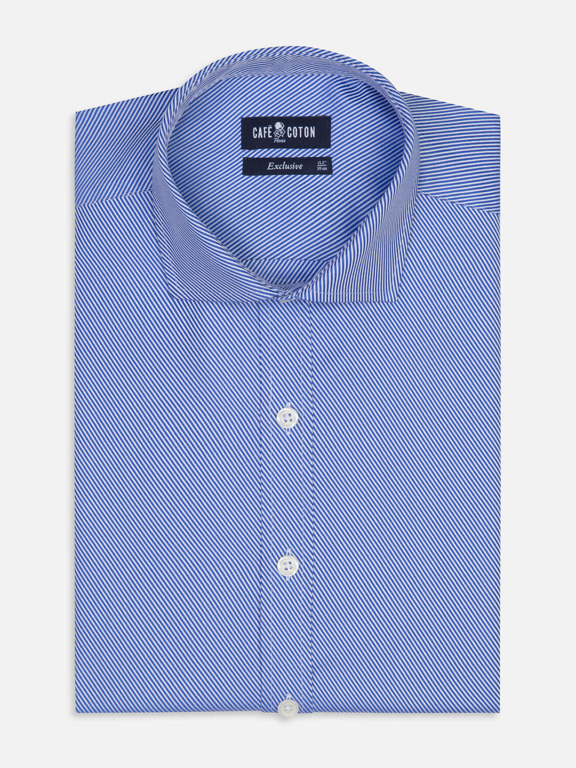 Chemise cintrée Ellis en twill bleu
