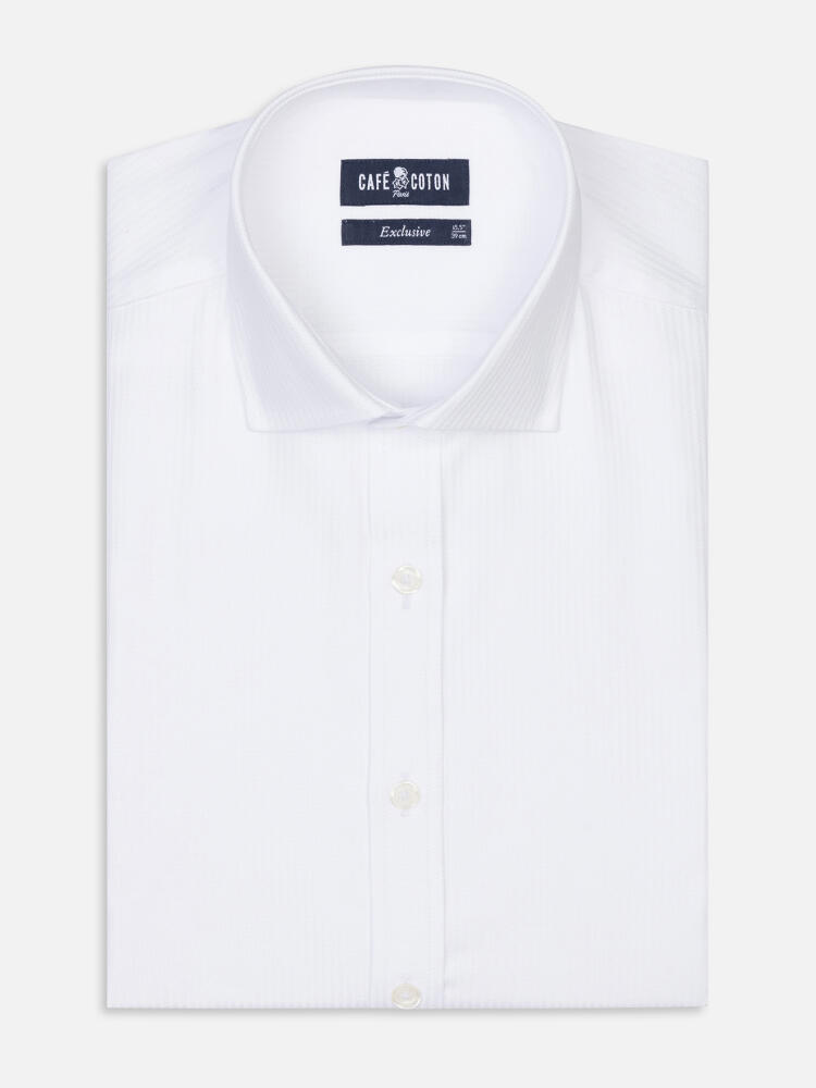 Ethan white herringbone slim fit shirt