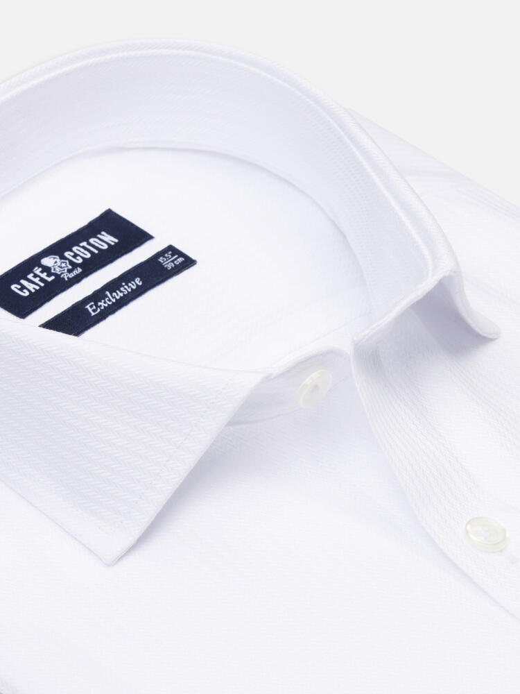 Ethan white herringbone slim fit shirt