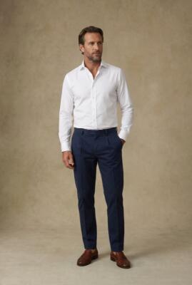 Slim Fit Fergus Twill-Hemd Wei&szlig;