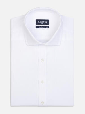 Slim Fit Fergus Twill-Hemd Wei&szlig;