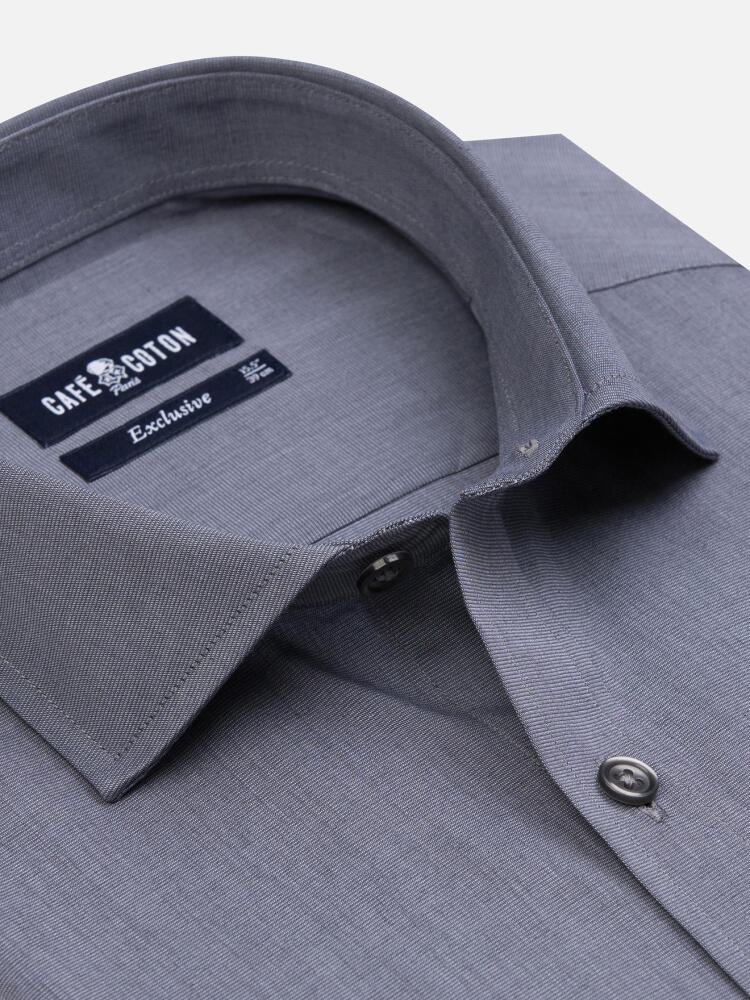 Camicia aderente in tessuto filiforme grigio