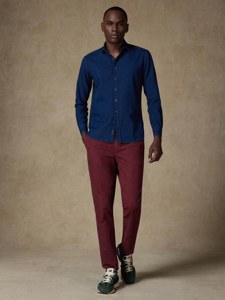 Finn indigo herringbone slim fit shirt