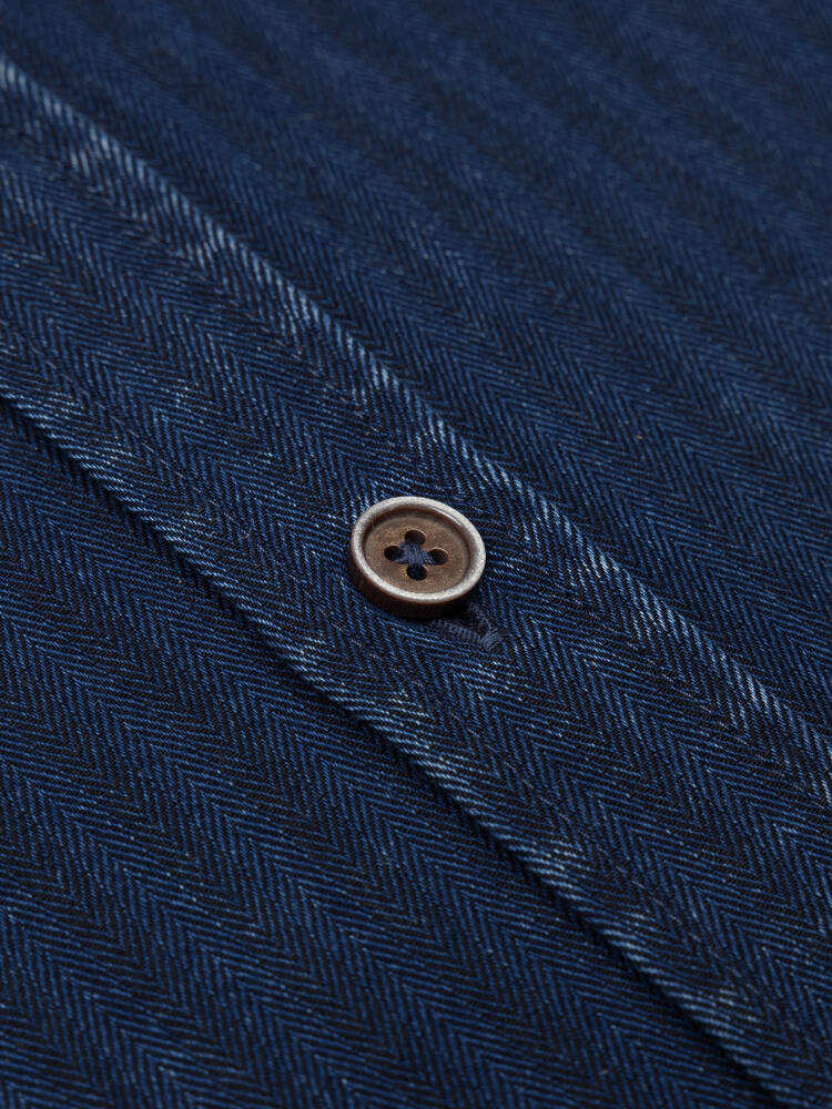 Finn indigo herringbone slim fit shirt