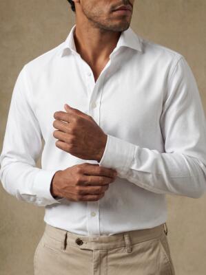 Slim Fit Flynn Twill-Hemd Wei&szlig;
