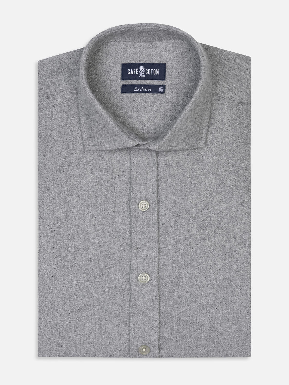 Chemise cintrée Gareth en flanelle grise - Coton recyclé