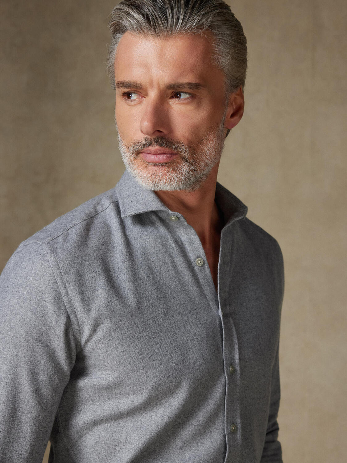 Chemise cintrée Gareth en flanelle grise - Coton recyclé