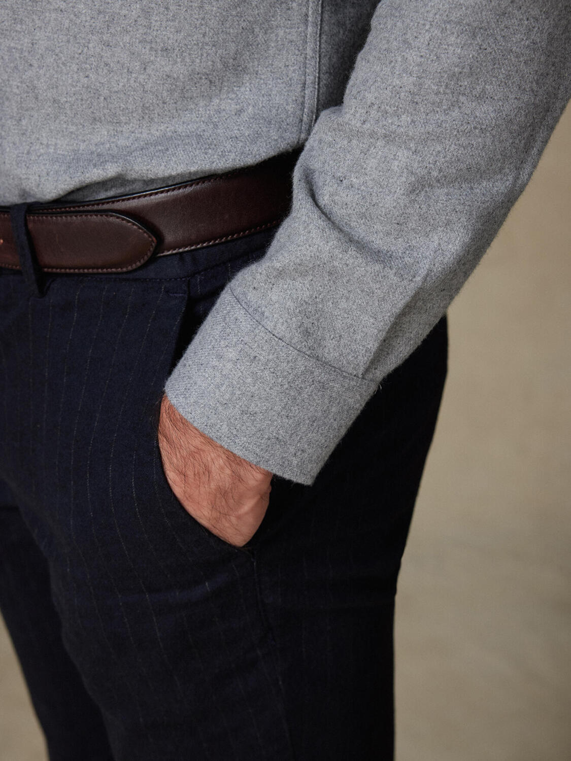 Chemise cintrée Gareth en flanelle grise - Coton recyclé