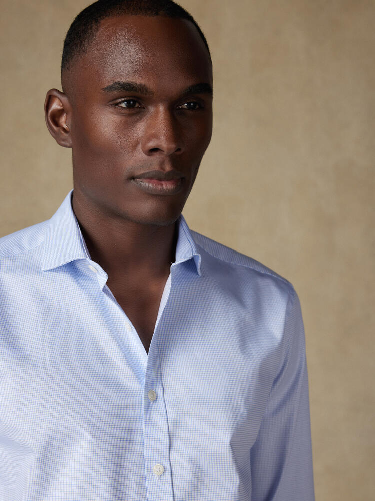 Chemise cintrée Gill à carreaux ciel