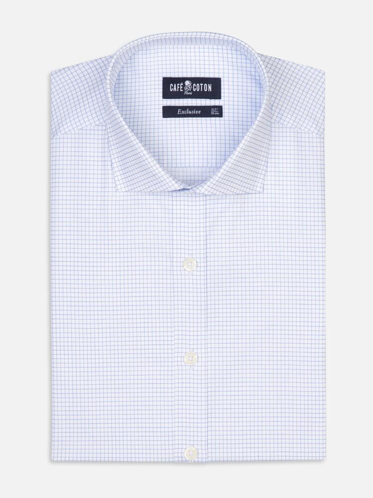 Gill sky blue checked slim fit shirt