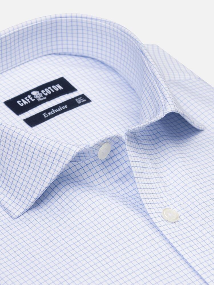 Gill sky blue checked slim fit shirt