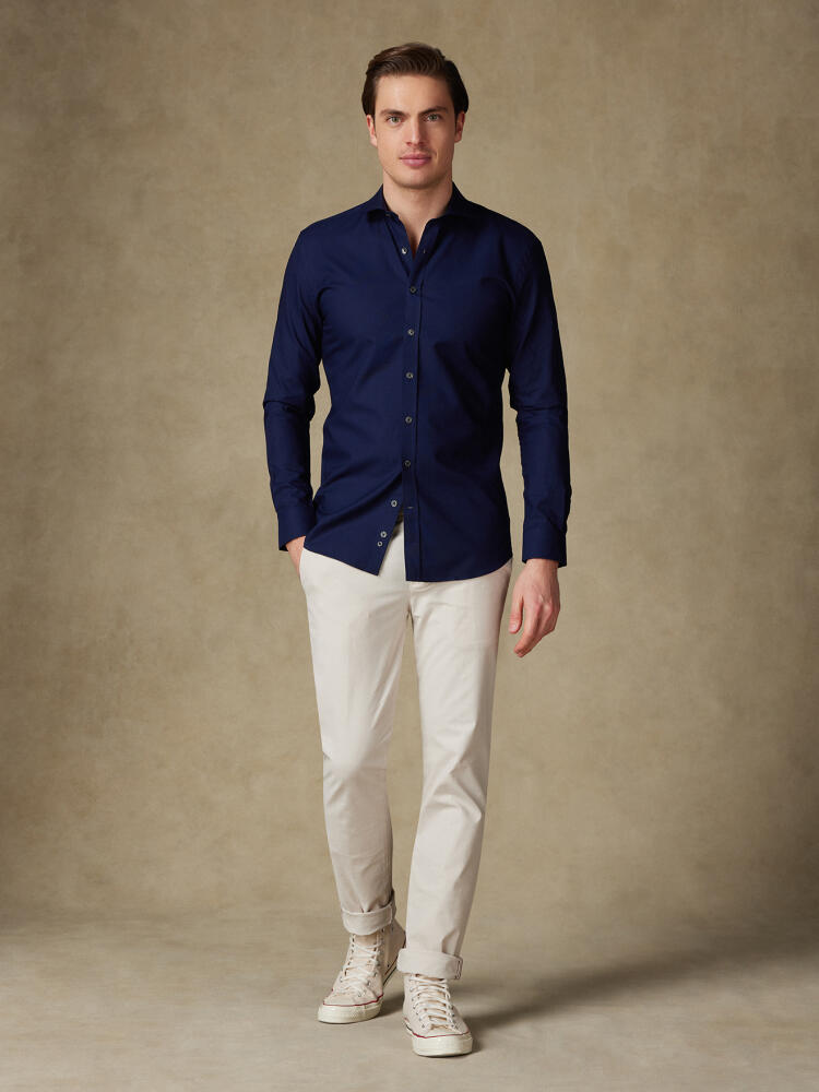 Chemise cintrée Alban marine - Grande longueur de manches