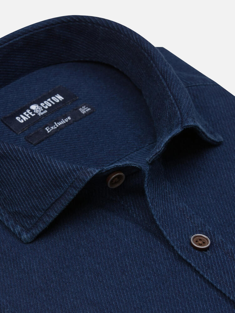 Alford-Tailliertes Hemd aus Indigo-Twill