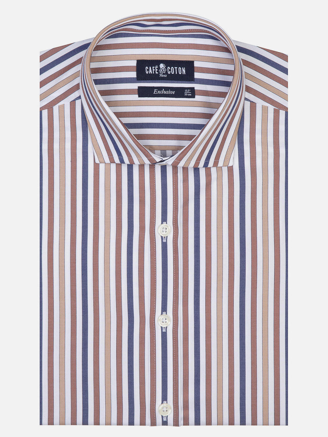 Camicia Andersen a righe marroni - Manica lunga