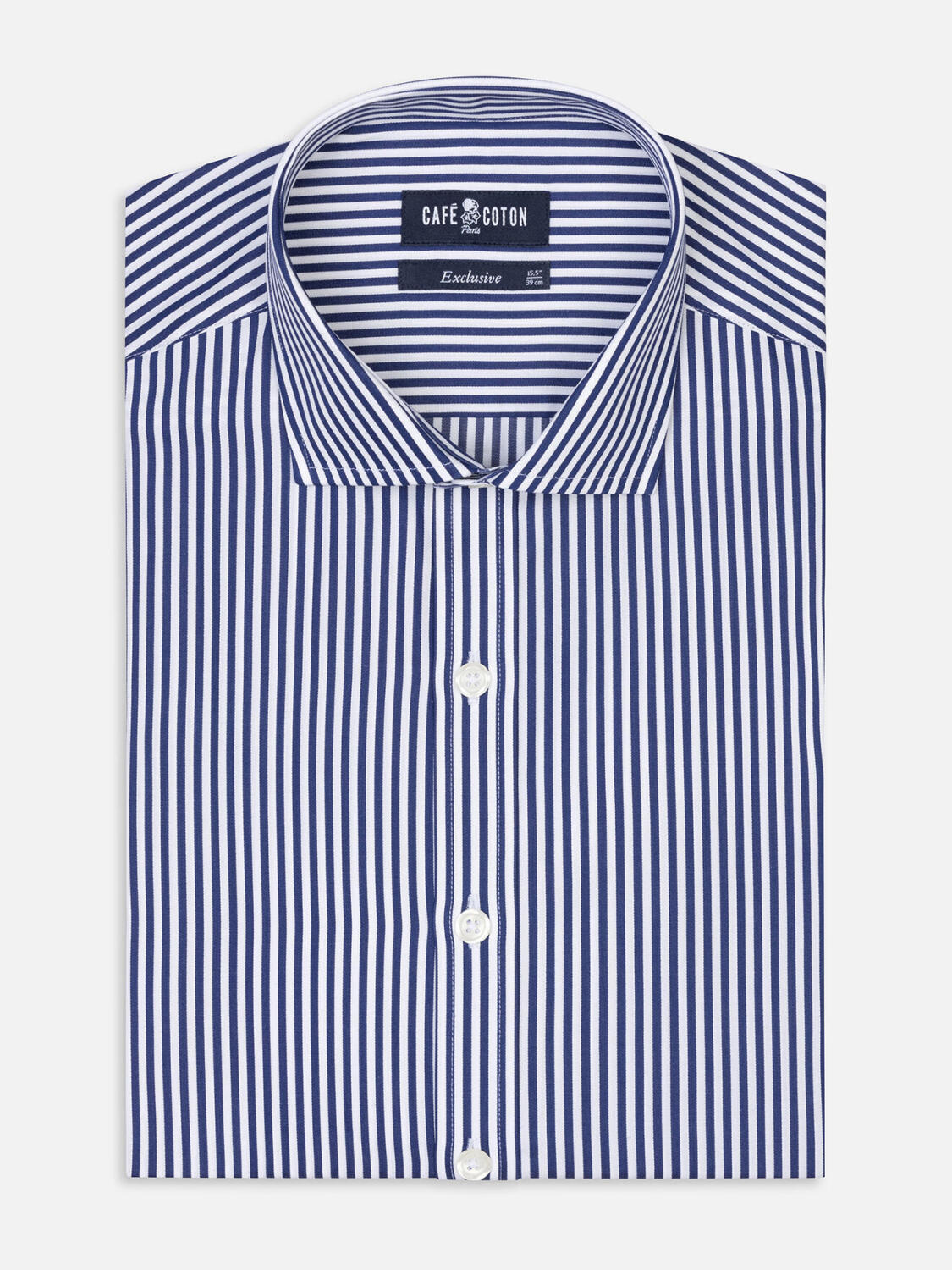 Camicia slim fit Aprila righe blu scuro- Maniche extra lunghe