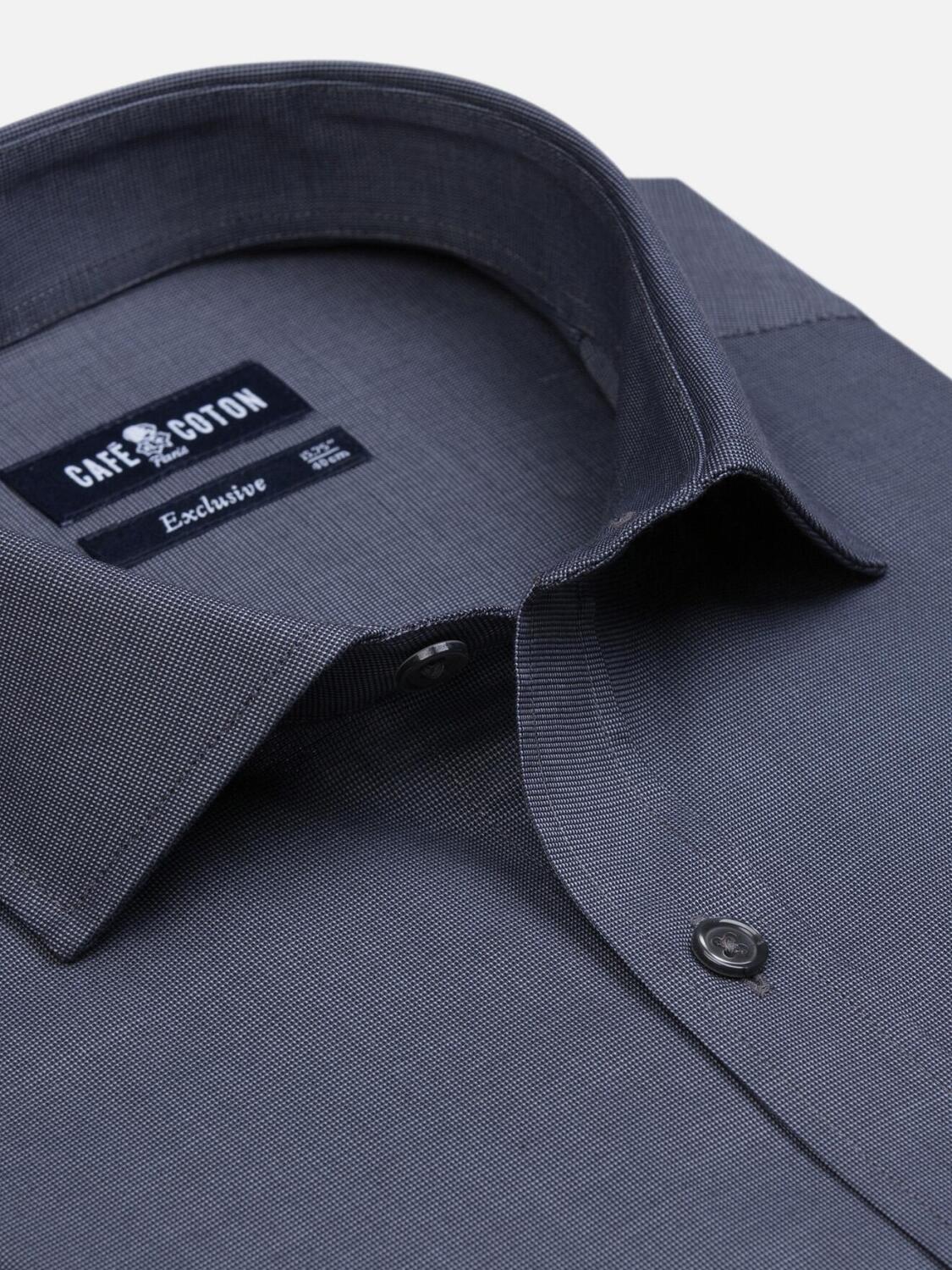 Chemise cintr&eacute;e Bob en micro-oxford anthracite - Grande Longueur de Manches