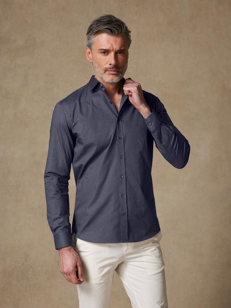 Camicia Bob Slim Fit in micro-oxford antracite - Manica lunga