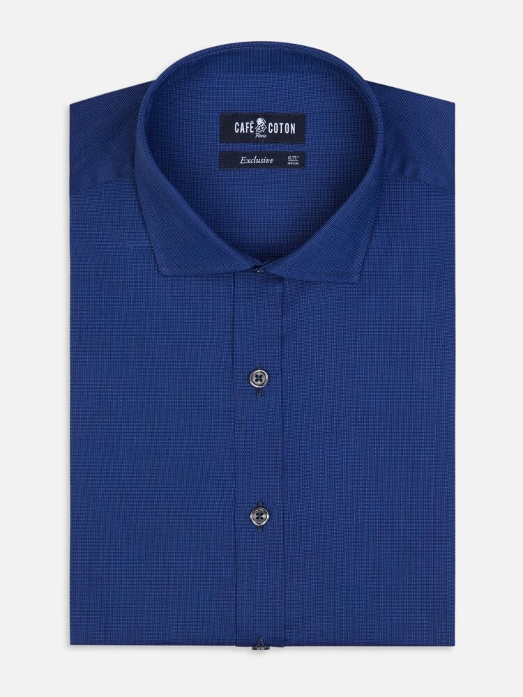 Camicia Bob Slim Fit in micro-oxford blu - Manica lunga