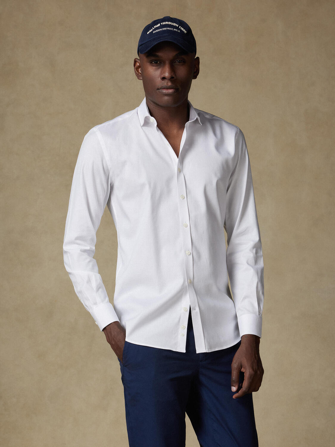 Chemise Bolton blanche en coton & lyocell - Grande longueur de manches
