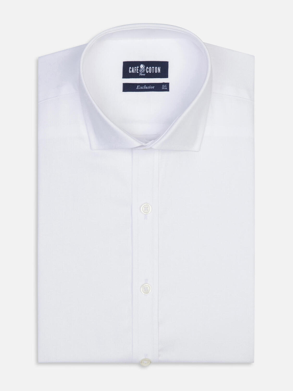 Chemise Bolton blanche en coton & lyocell - Grande longueur de manches