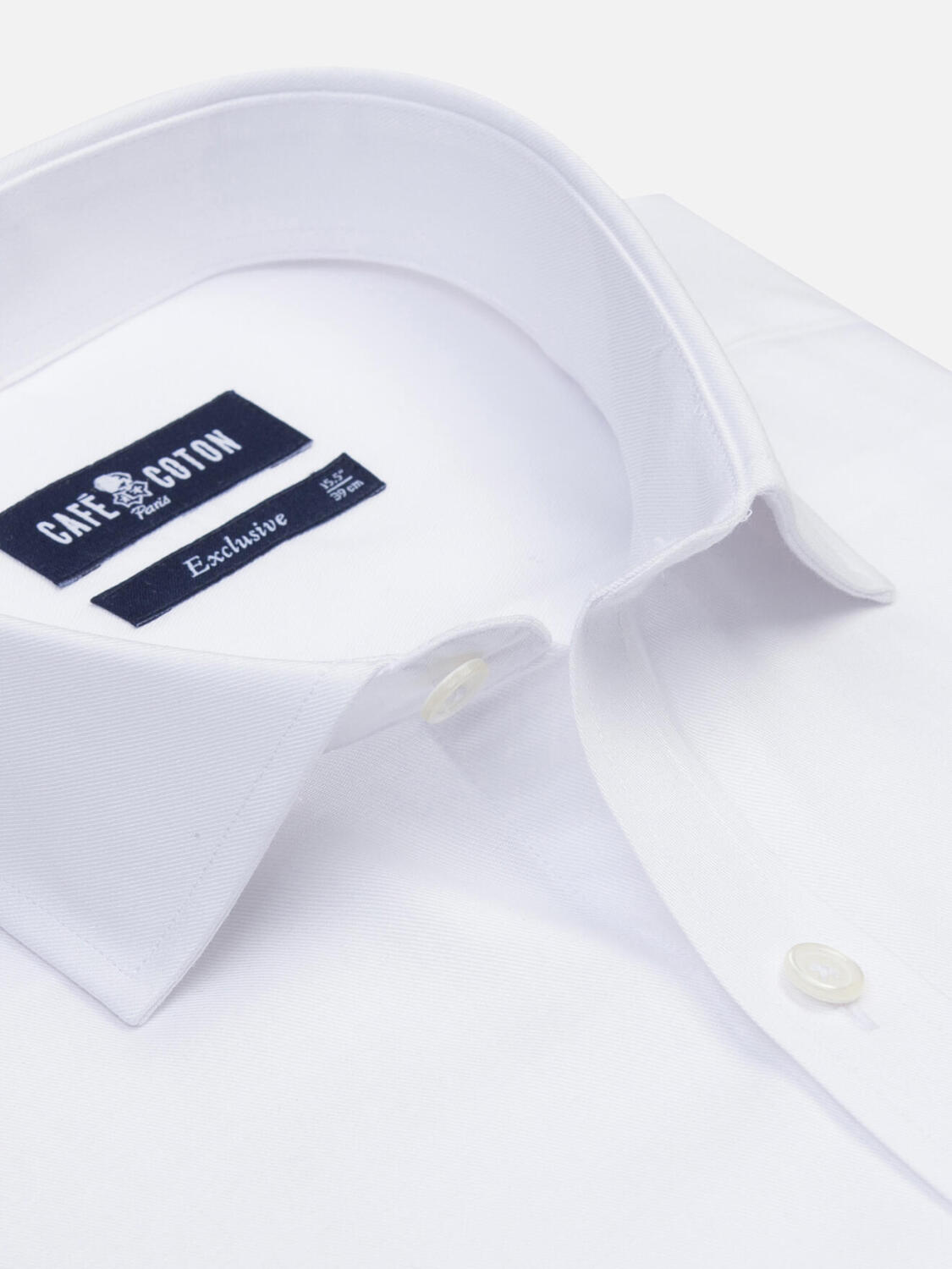 Chemise Bolton blanche en coton & lyocell - Grande longueur de manches