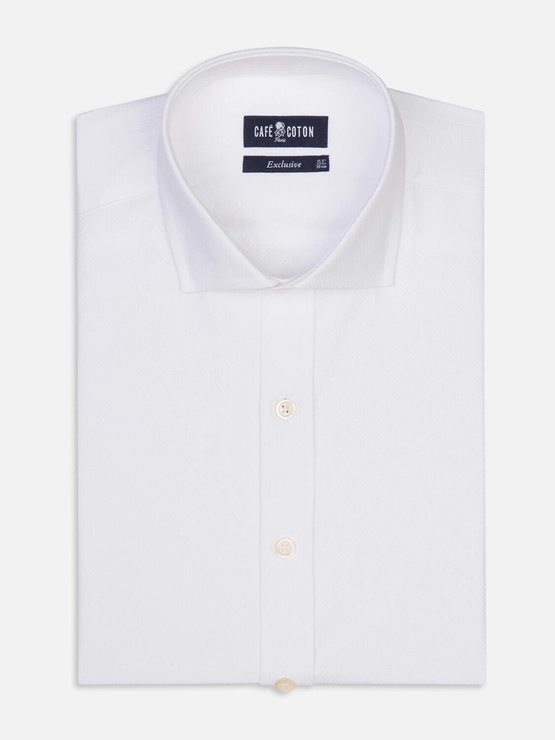 Camicia Bruce White Textured Slim Fit - Manica lunga