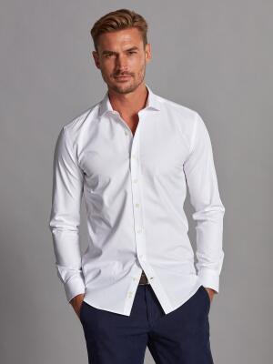 Camicia Bruce White Textured Slim Fit - Manica lunga