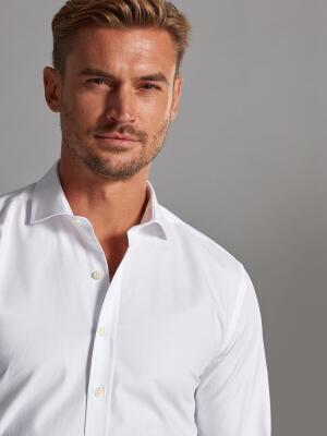 Camicia Bruce White Textured Slim Fit - Manica lunga