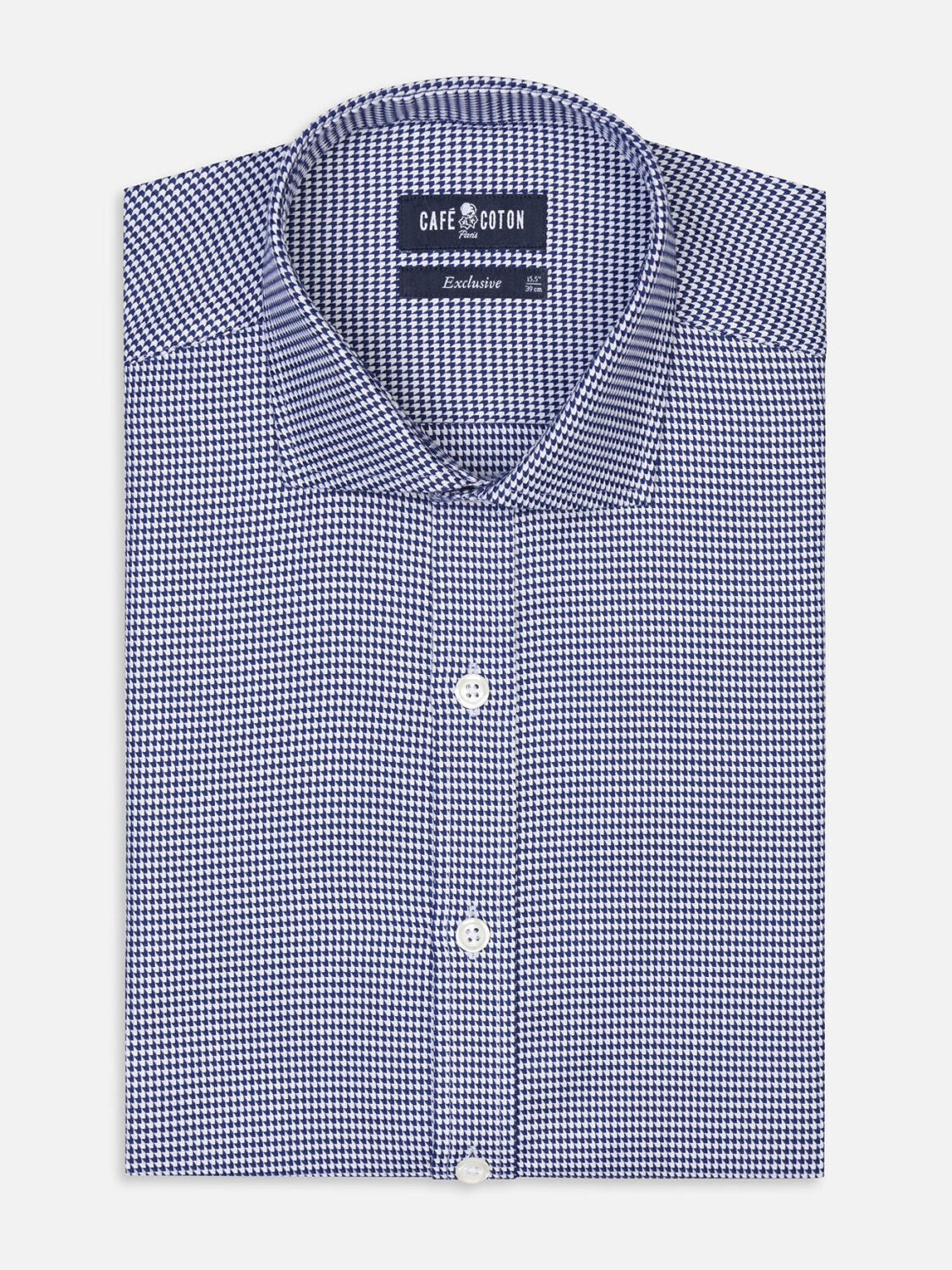 Chemise cintr&eacute;e Bud en twill marine - Grande longueur de manche